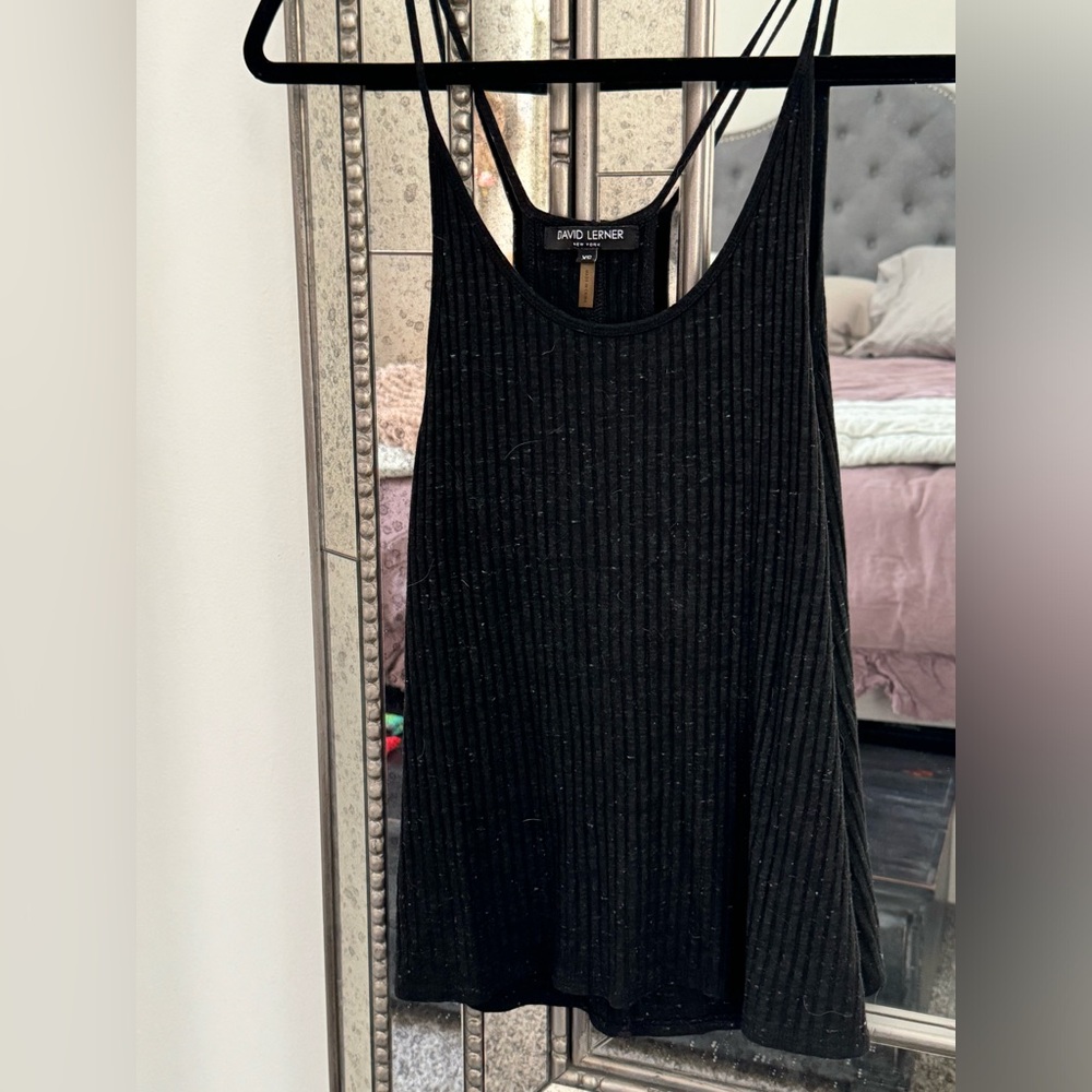 David learner black heathered long tank top size xs